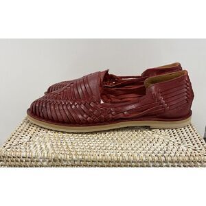 Espiritu Women's Huarache Slide On Mule Flats Shoes Woven Leather Red Size 10